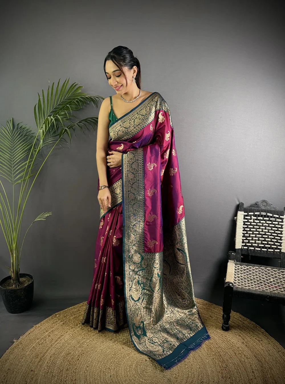 Banarasi Silk Saree – Festival Saree Collection for Women (Magenta)